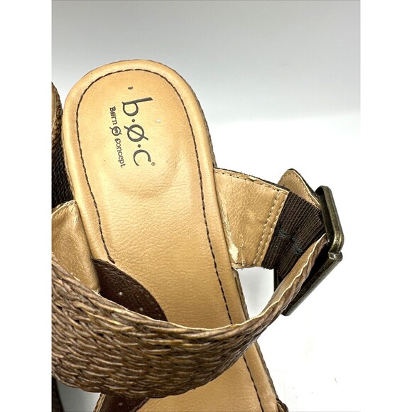 Born Concepts Womens Size 9 Woven Dual Strap Wedge Slip-On Sandals Tan/Brown - Picture 3 of 12
